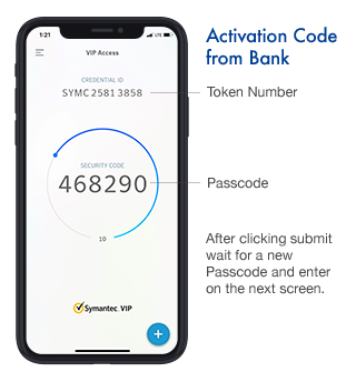 central bank activation code example on iphone
